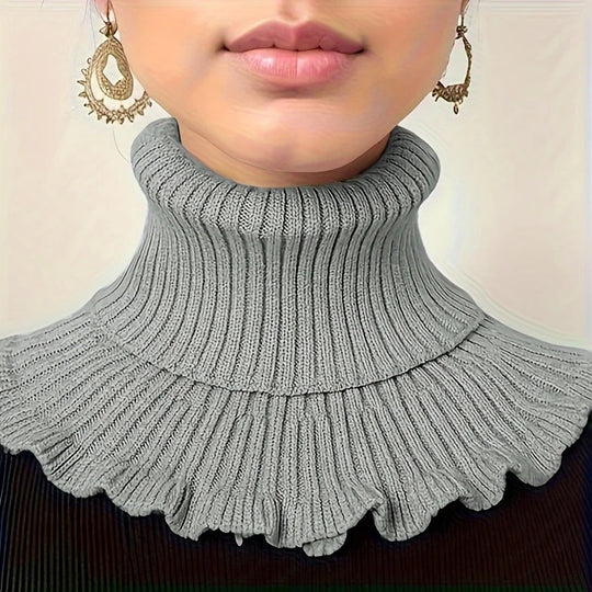 Elegant Knitted Turtleneck Neck Scarf for Women