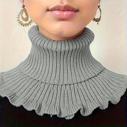Elegant Knitted Turtleneck Neck Scarf for Women