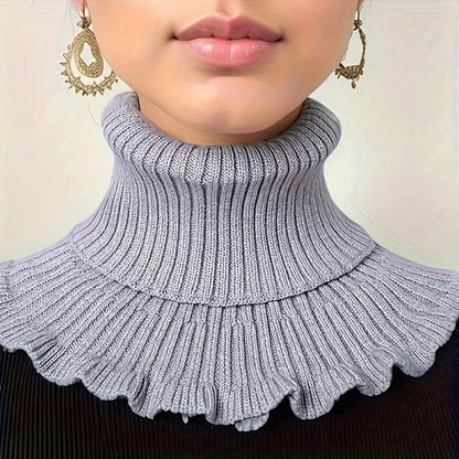 Elegant Knitted Turtleneck Neck Scarf for Women