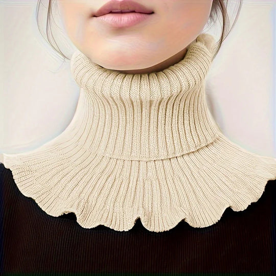 Elegant Knitted Turtleneck Neck Scarf for Women