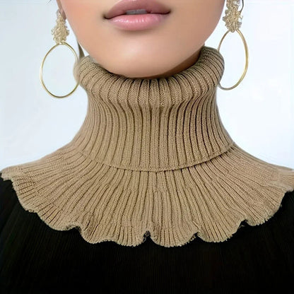 Elegant Knitted Turtleneck Neck Scarf for Women