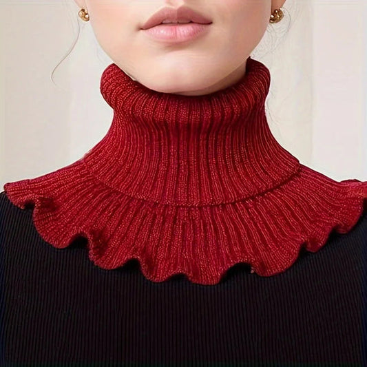 Elegant Knitted Turtleneck Neck Scarf for Women